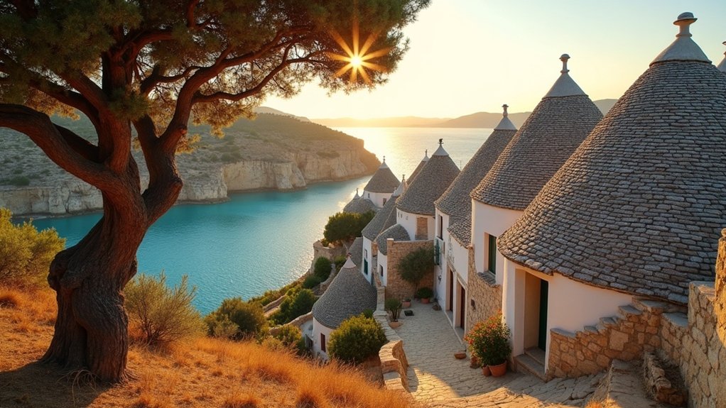 trulli tirkizno more masline