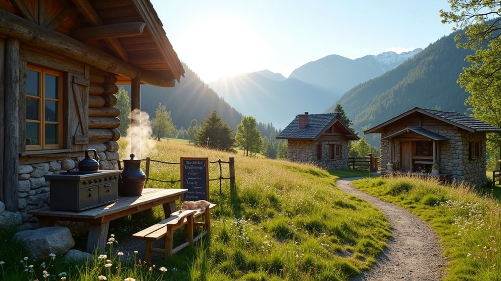 planinske kolibe stočarske farmi rustikalni osvježenja