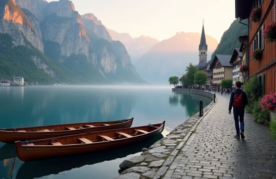 scenski jezerski austrijski gradić