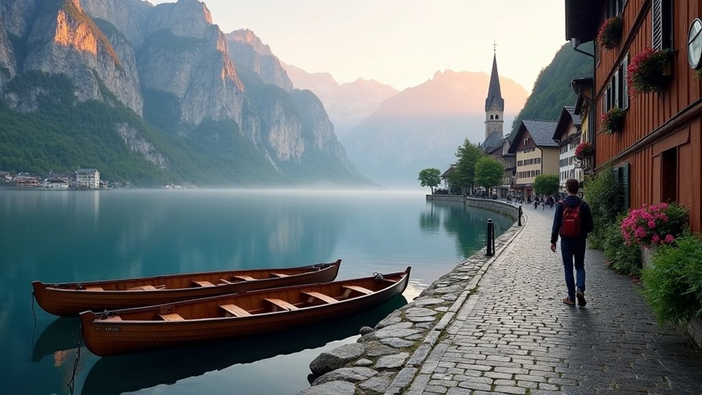 scenski jezerski austrijski gradić
