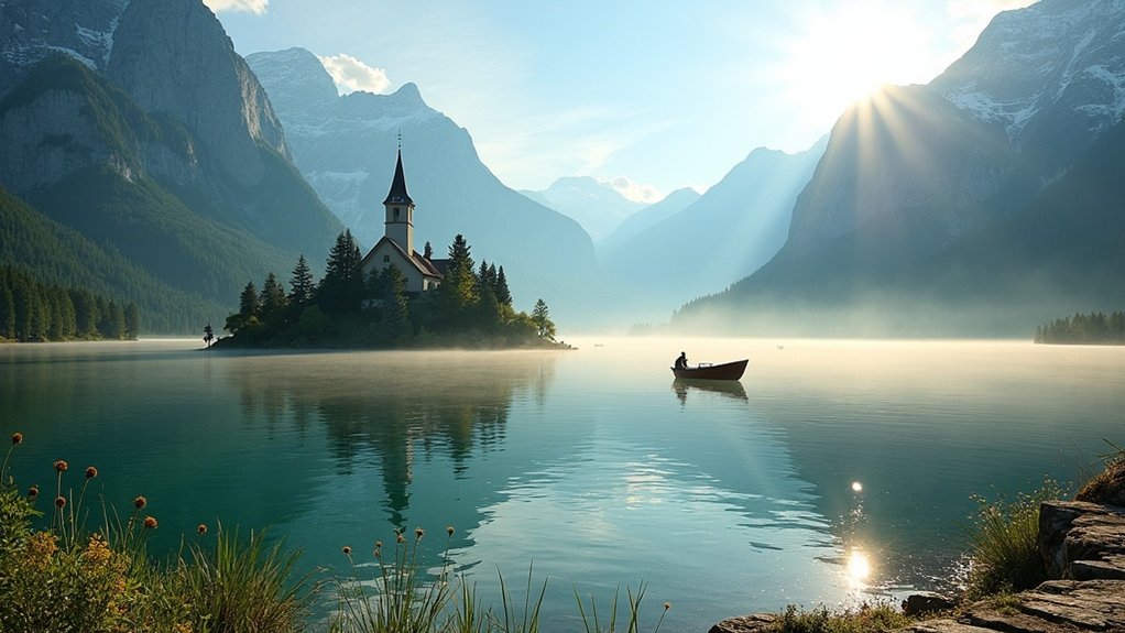alpski zoru obale jezera mjesta za fotografiranje