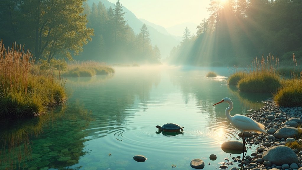 tihi lokalni ritual divljeg života uz jezero